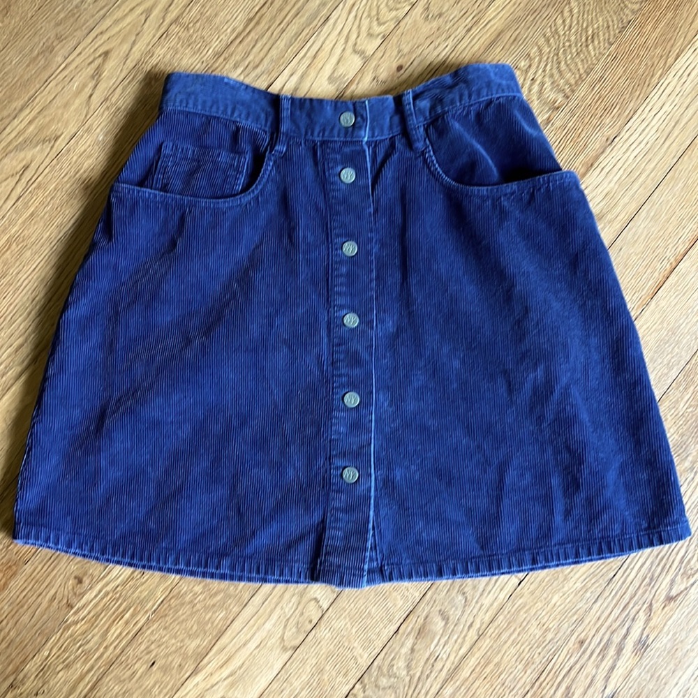 Corduroy button up navy mini skirt- NY Jeans- size 8